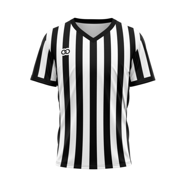 Custom referee jersey for officials V-neck Black and White Stripes | Custom Referee Shirts | Buy Referee Shirts Online | Wooter Apparel