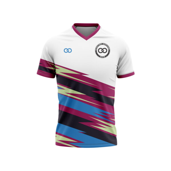 Abstract Zig Zag Style Soccer Jersey | White Maroon Blue and Gold Soccer Jersey | Buy Soccer Jerseys Online | Wooter