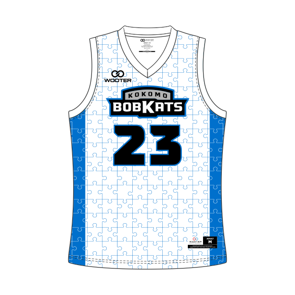 TBL Kokomo Bobkats V-Neck Basketball Jerseys - White/Blue